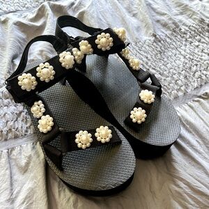 Platform Pearl Floral Strappy Sandal